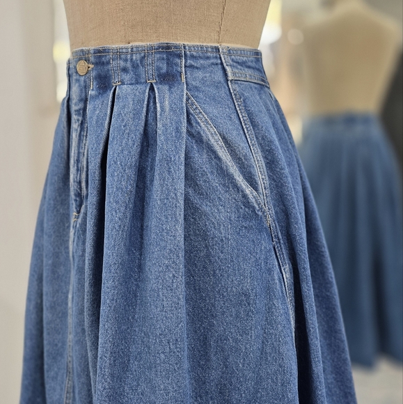 Vintage Liz Claiborne Blue Denim Midi Skirt - Picture 3 of 4